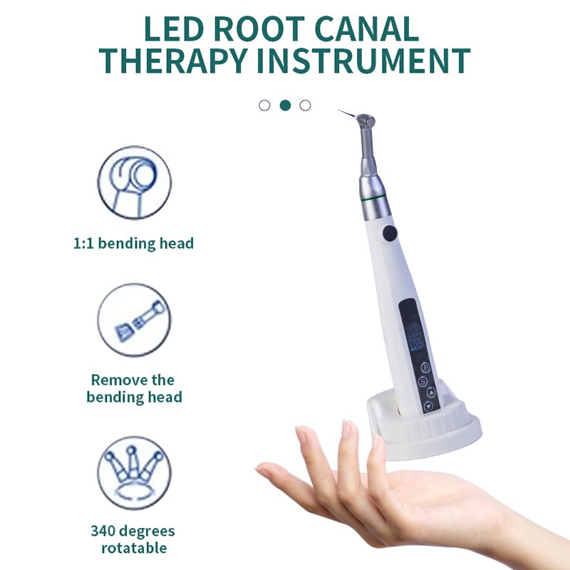 Dental Cordless Endo Motor LED Root Canal Handpiece 16:1 Ratio Built in Apex Locator 2in1 Endodontics Treatment
