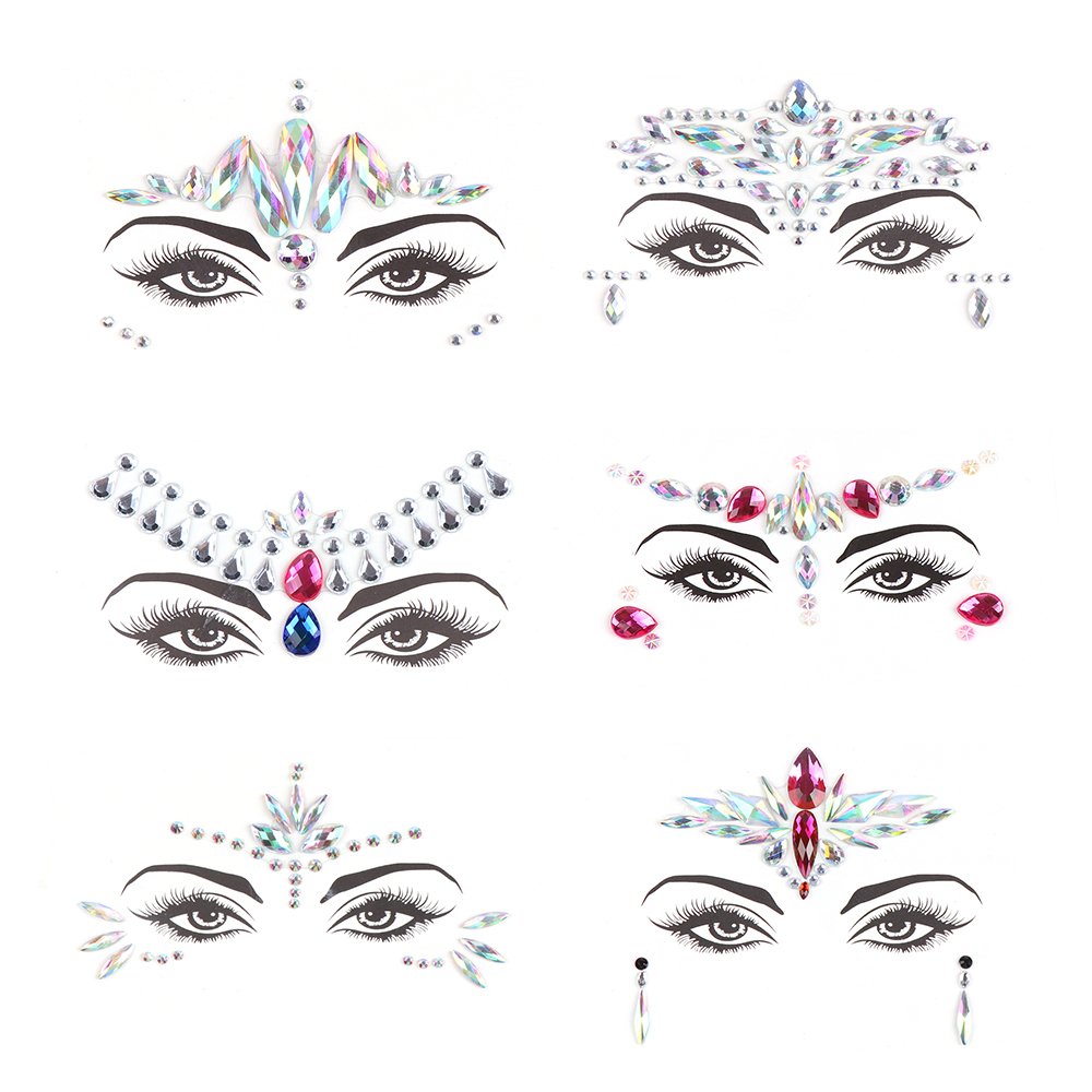Rhinestone 3d Body Art Crystal Face Mermaid Sticker Fashion Party Eye Decoration Temporary Stickers