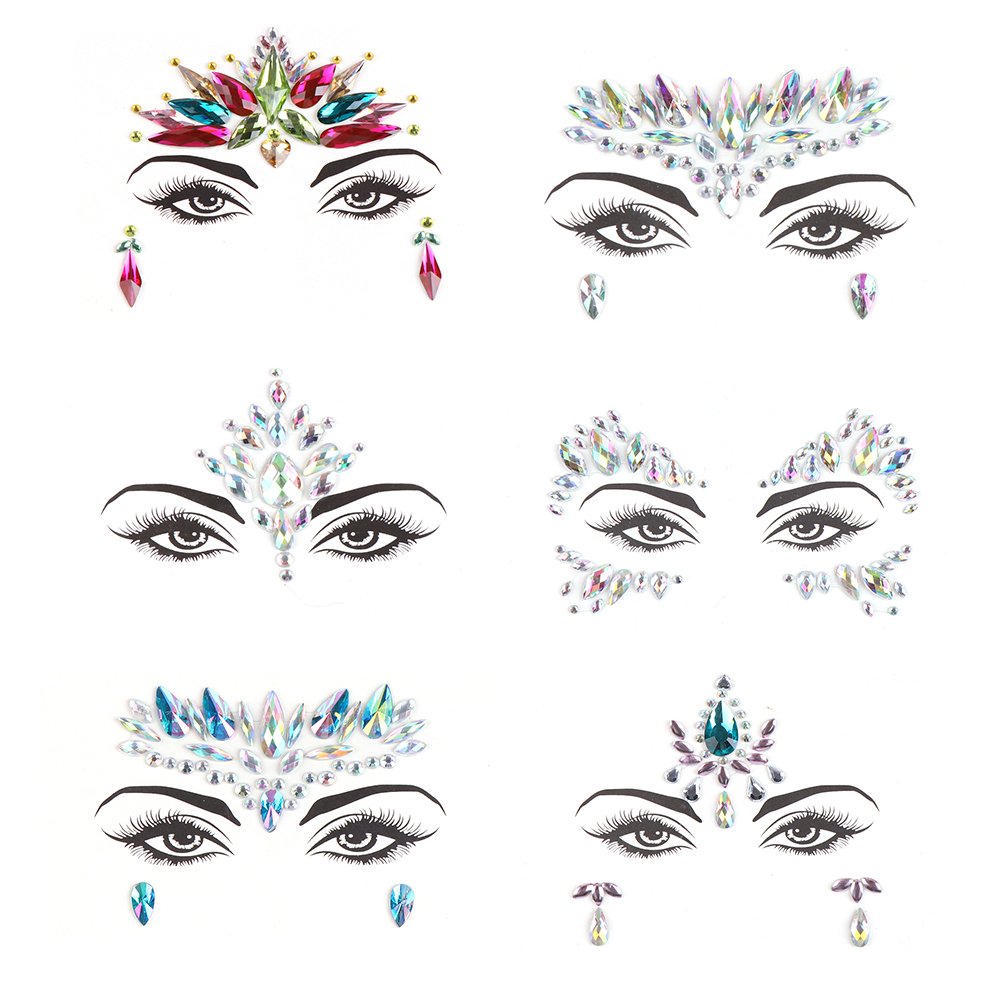 Rhinestone 3d Body Art Crystal Face Mermaid Sticker Fashion Party Eye Decoration Temporary Stickers