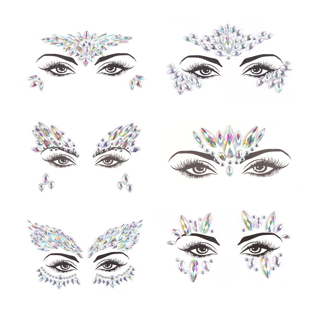Rhinestone 3d Body Art Crystal Face Mermaid Sticker Fashion Party Eye Decoration Temporary Stickers