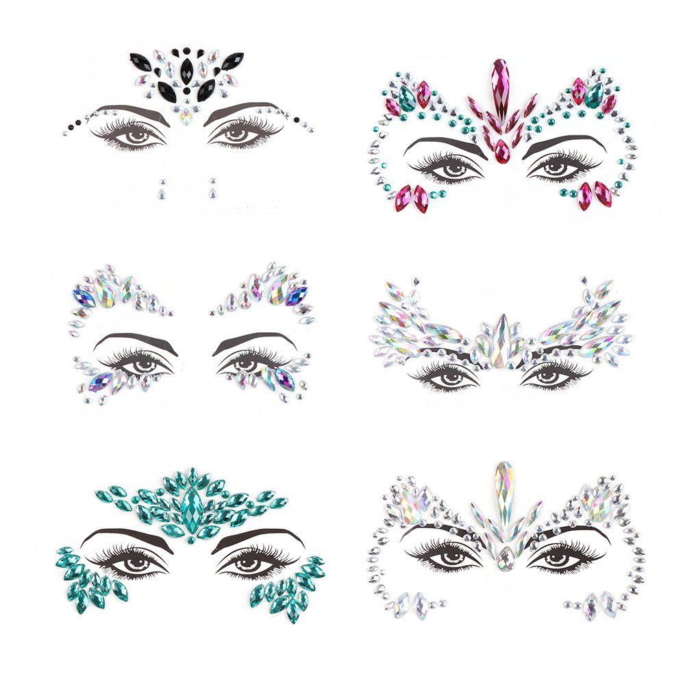 Rhinestone 3d Body Art Crystal Face Mermaid Sticker Fashion Party Eye Decoration Temporary Stickers