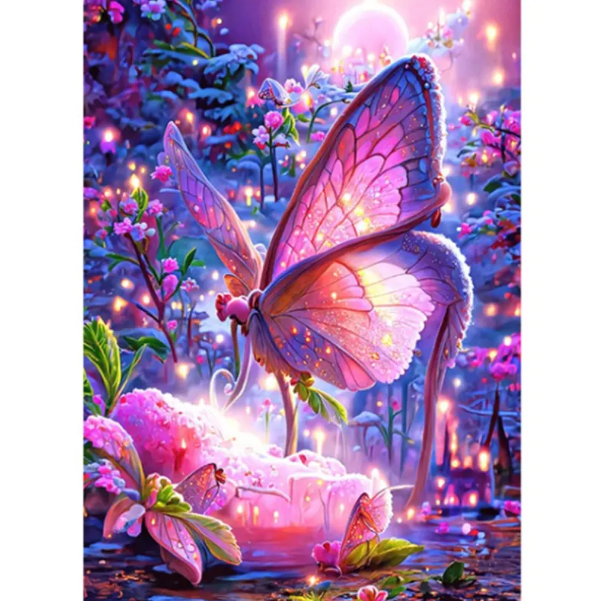 new pink and purple butterfly diamond painting for kids table decoration round/square diamond painting kits