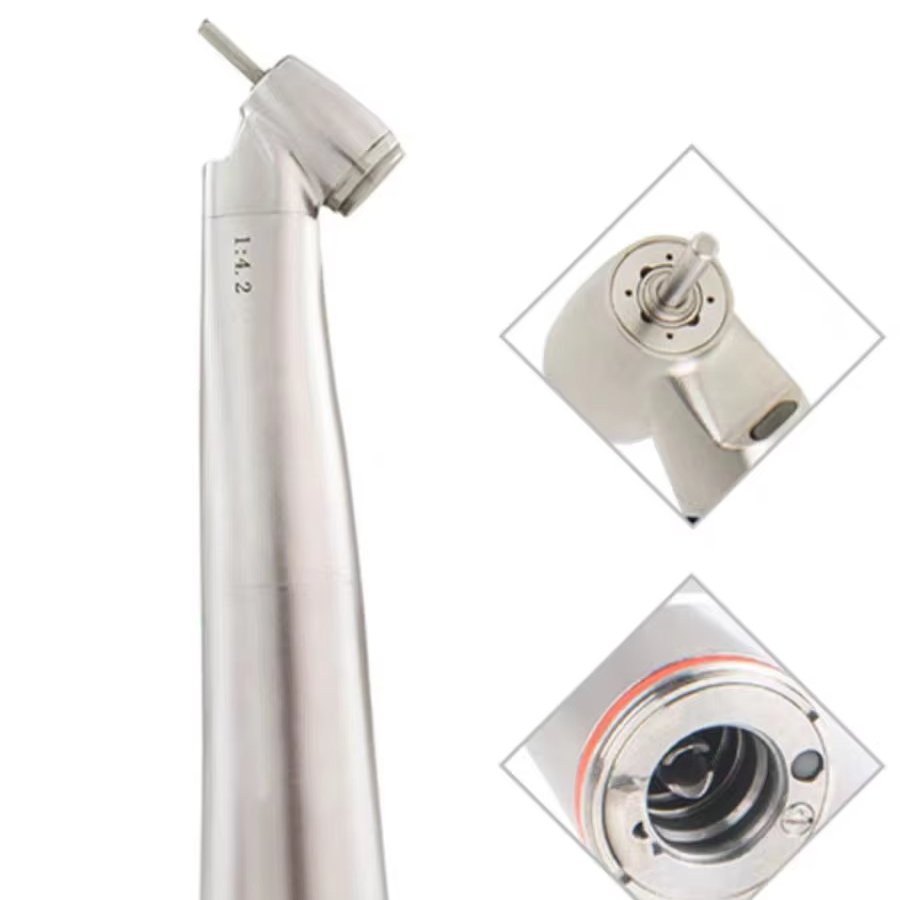 LED Fiber Optic Dental Handpiece Meite medical Dental Contra Angle 1:4.2 Red Fiber Optic 45 Degree Surgery Handpiece