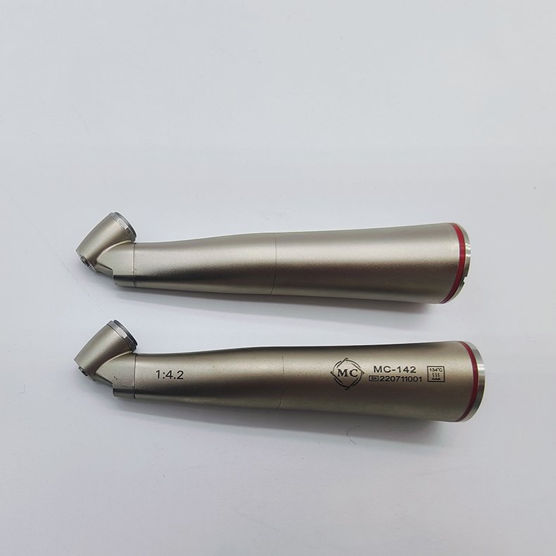 LED Fiber Optic Dental Handpiece Meite medical Dental Contra Angle 1:4.2 Red Fiber Optic 45 Degree Surgery Handpiece