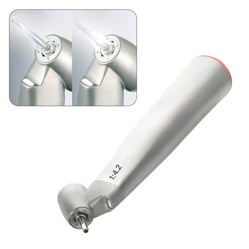 LED Fiber Optic Dental Handpiece Meite medical Dental Contra Angle 1:4.2 Red Fiber Optic 45 Degree Surgery Handpiece