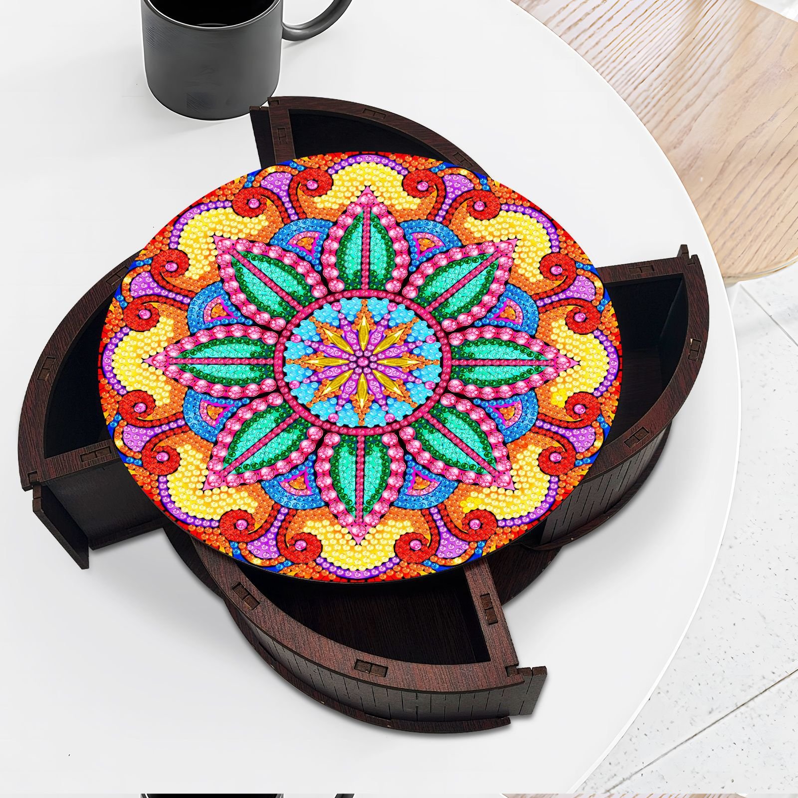 Large Capacity Organizer Mandala Crystal 5D Diy Diamond Painting Gift Case for Rings Necklace Bracelet