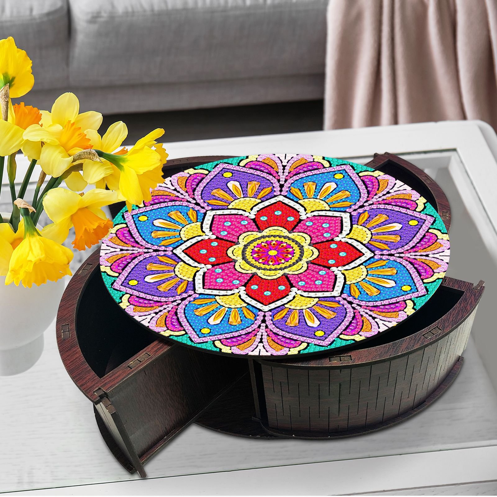 Large Capacity Organizer Mandala Crystal 5D Diy Diamond Painting Gift Case for Rings Necklace Bracelet