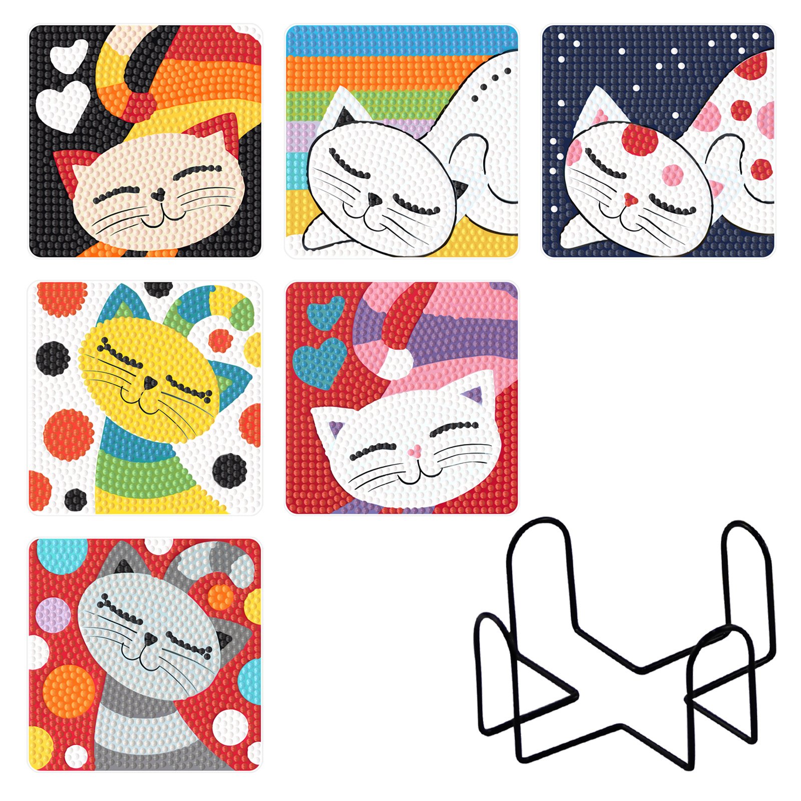 6PCS Custom Diamond Painting Coasters Square Style DIY Diamond Gem Cup Mat Crystal Art Gifts