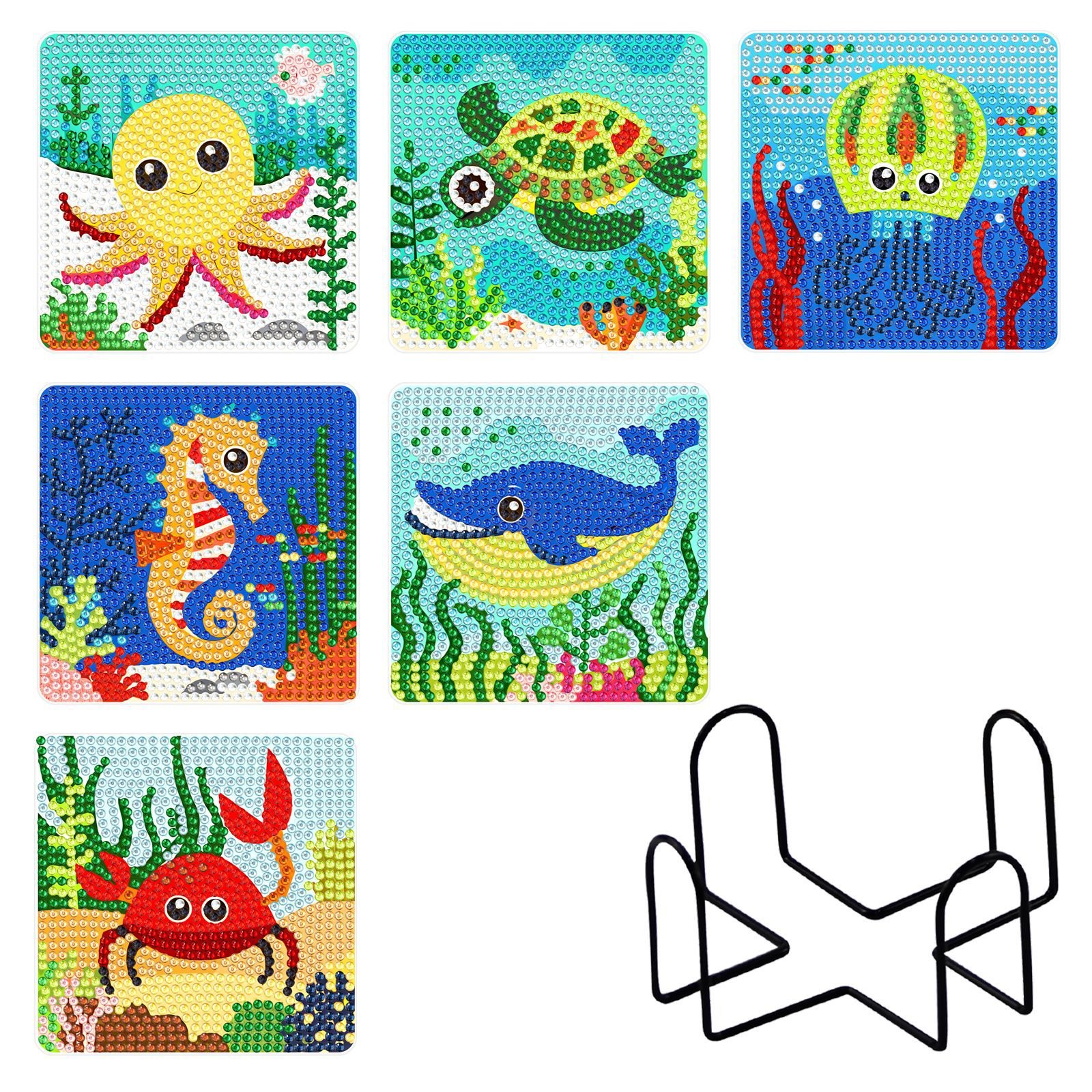6PCS Custom Diamond Painting Coasters Square Style DIY Diamond Gem Cup Mat Crystal Art Gifts