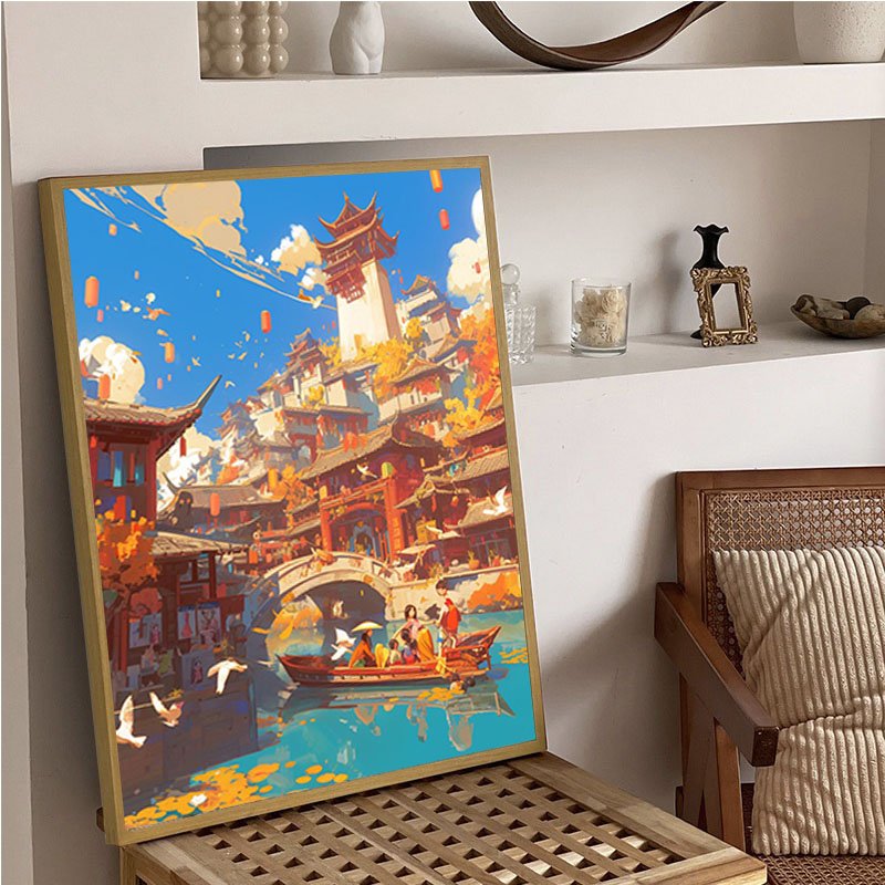 Dali Wind Town diamond dot painting Chinese style DIY diamond painting accessories Home Wall Decor