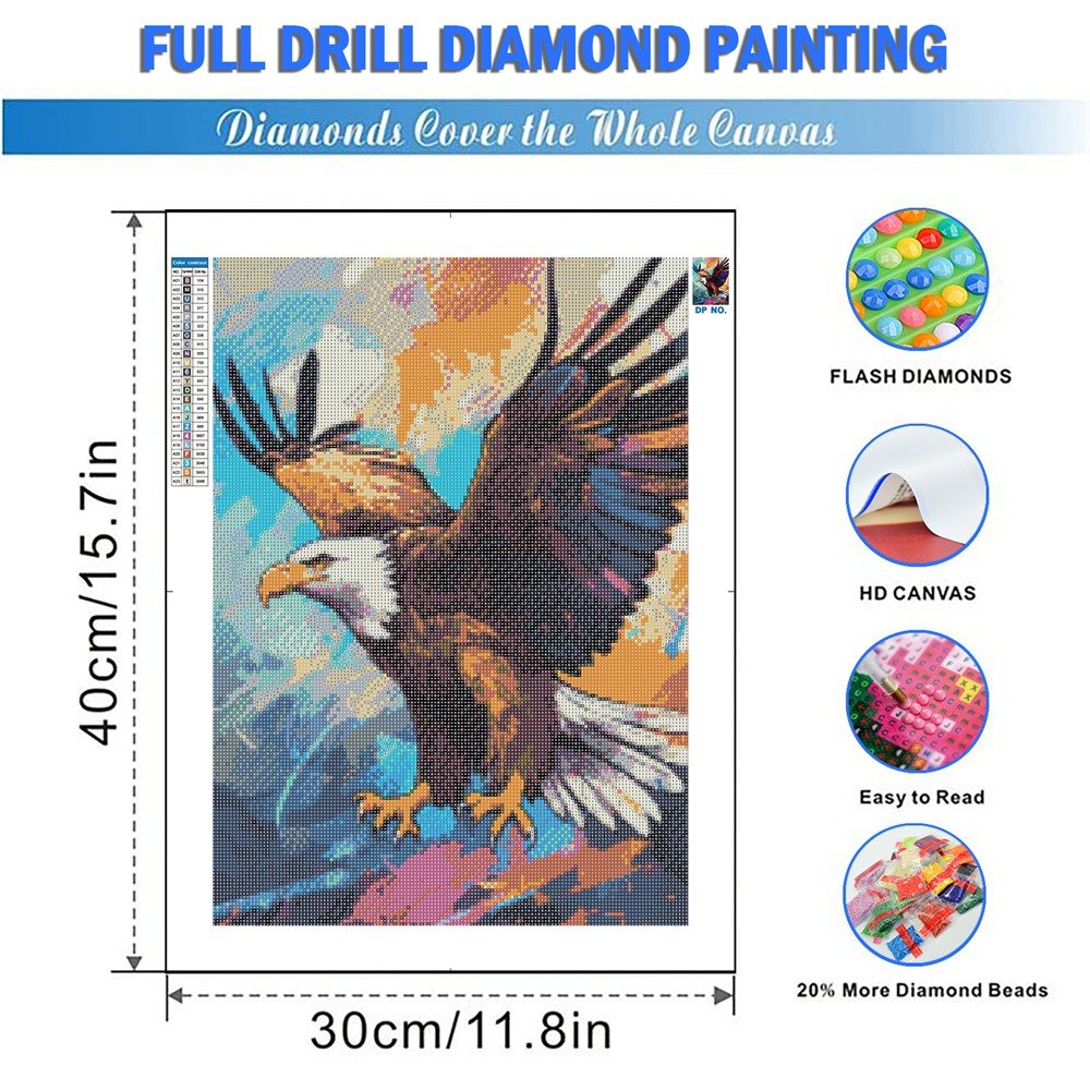 5D DIY Full Round Drill Diamond Painting Eagle Animal Picture Rhinestones Kit Home Decor Art Craft Handicraft