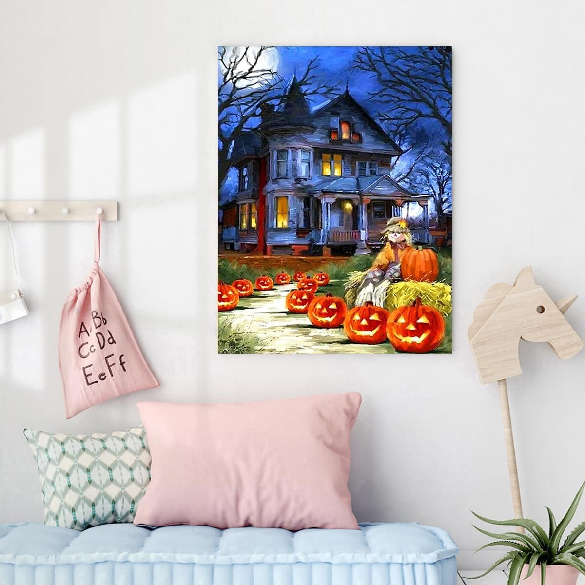 Adult Halloween decoration diamond painting set cartoon pumpkin round diamond art painting DIYhaunted house home wall decoration