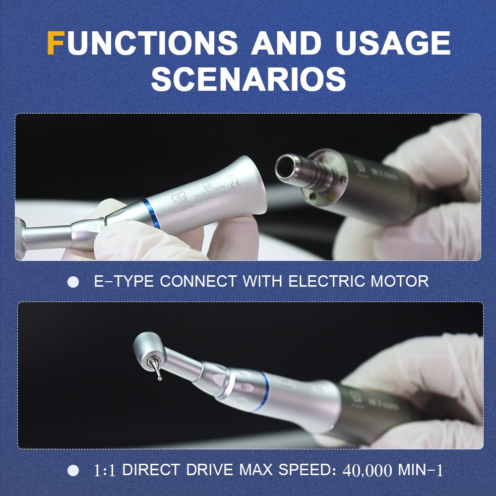 AI-FPB-EC Dental Contra Angle Handpiece 1:1 Electric Micromotor Low Speed Hand Piece Tools Equipment for Teeth Whitening