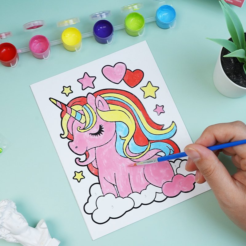 popular design coloring paint fake diamond decoration 6 colors kids picture by numbers canvas art painting kit