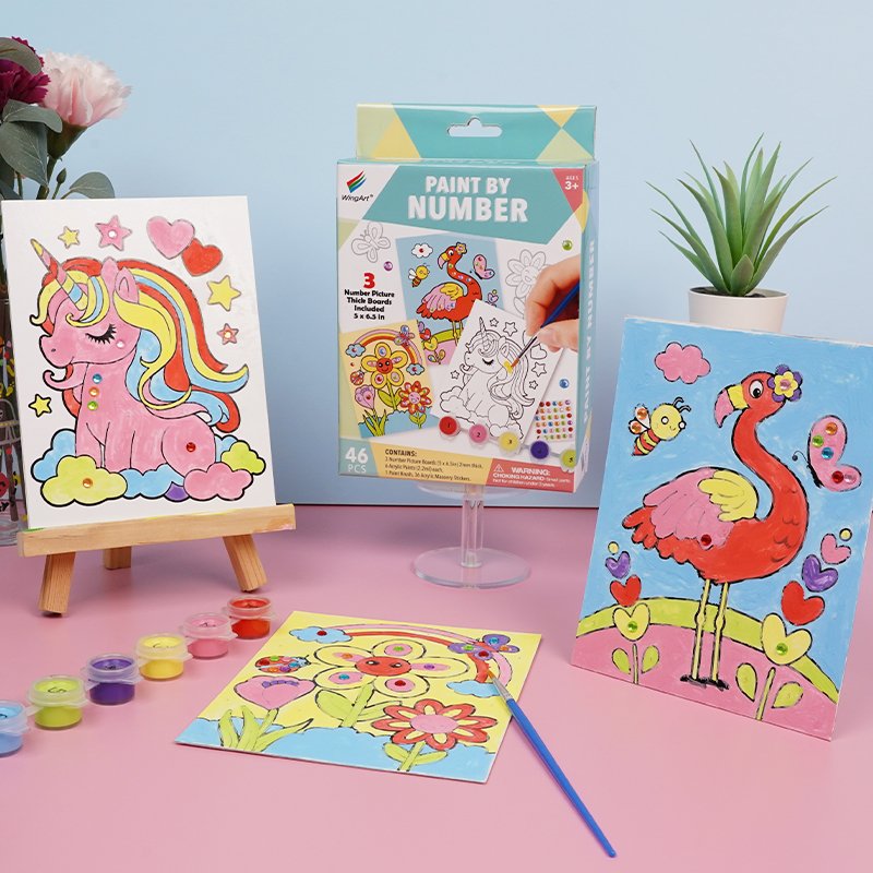 popular design coloring paint fake diamond decoration 6 colors kids picture by numbers canvas art painting kit