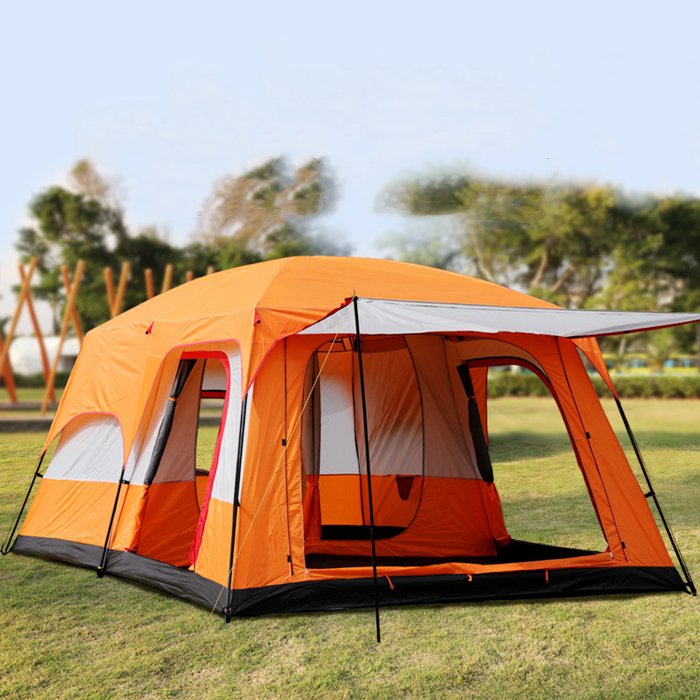 Quality 5-8 Persons Large Space Family Camping Double Layers Big Tent waterproof house outdoor camp tents for outside events