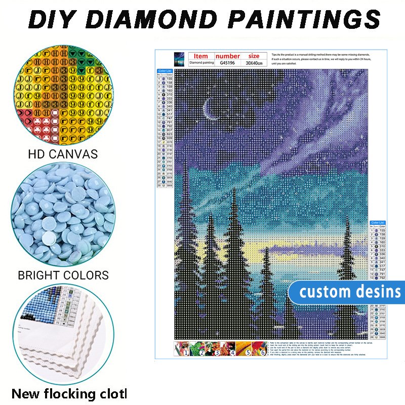DIY 5D Full Drill Diamond Painting Arts Wall Decor Shinny Round Diamond Paintings Scenery Paintings With Drill Stitch