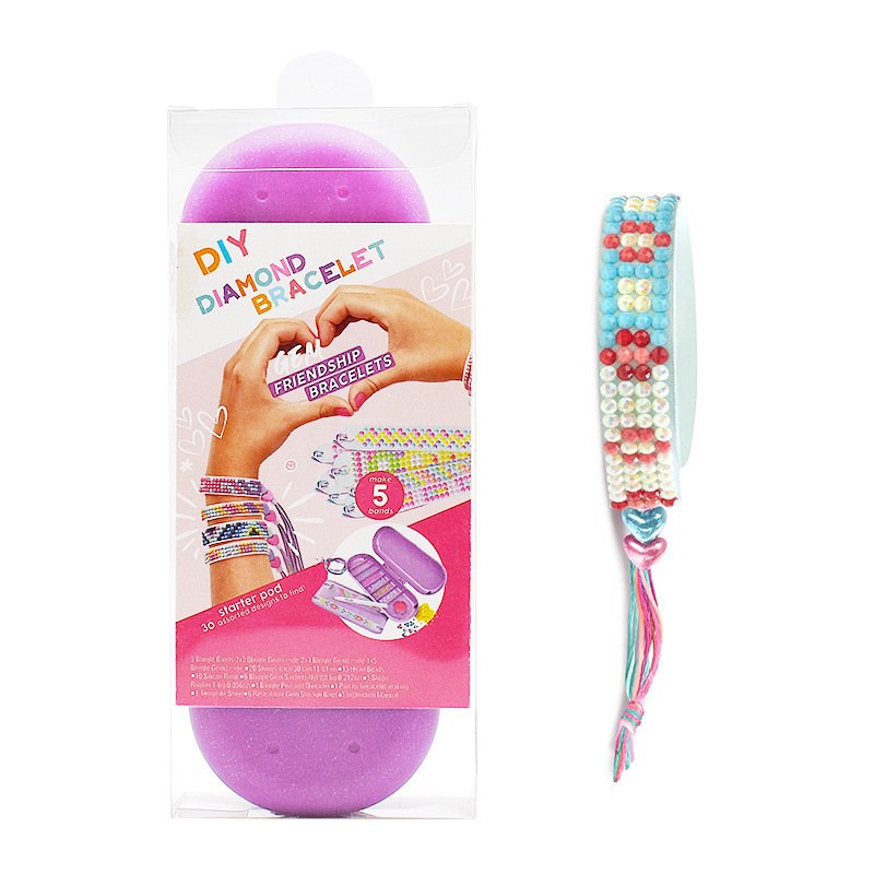 DIY Teens Children Jewelry Gem Accessories Handmade Diamond Cross Embroidery Bracelet Diamond Cartoon Mosaic Bracelet