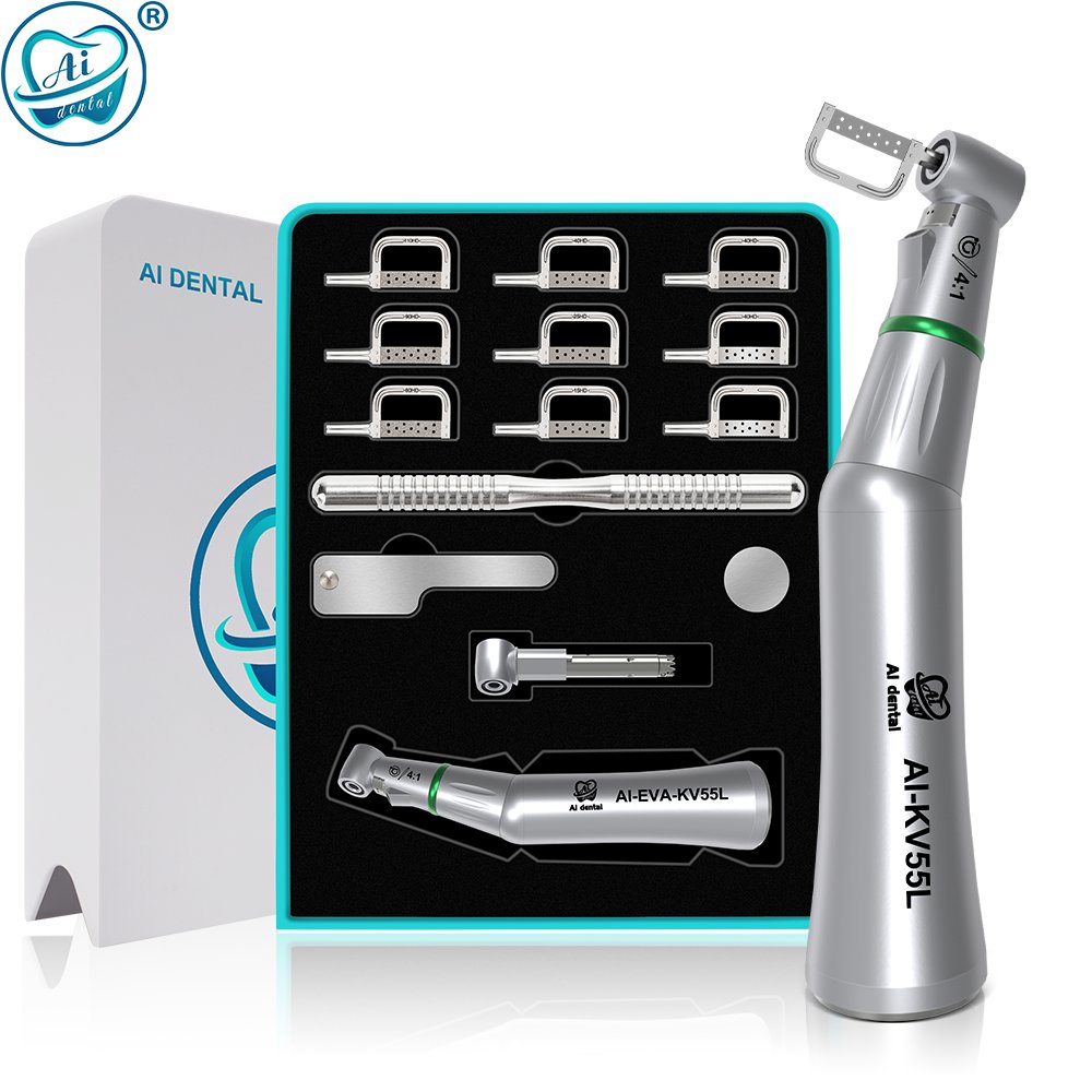 AI-KV55LS Green Ring electric motor Dental Contra Angle Handpiece 4:1 Reduction Vertical Reciprocating for EVA Tips