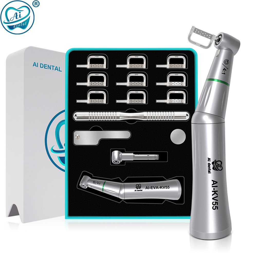 AI-KV55LS Green Ring electric motor Dental Contra Angle Handpiece 4:1 Reduction Vertical Reciprocating for EVA Tips
