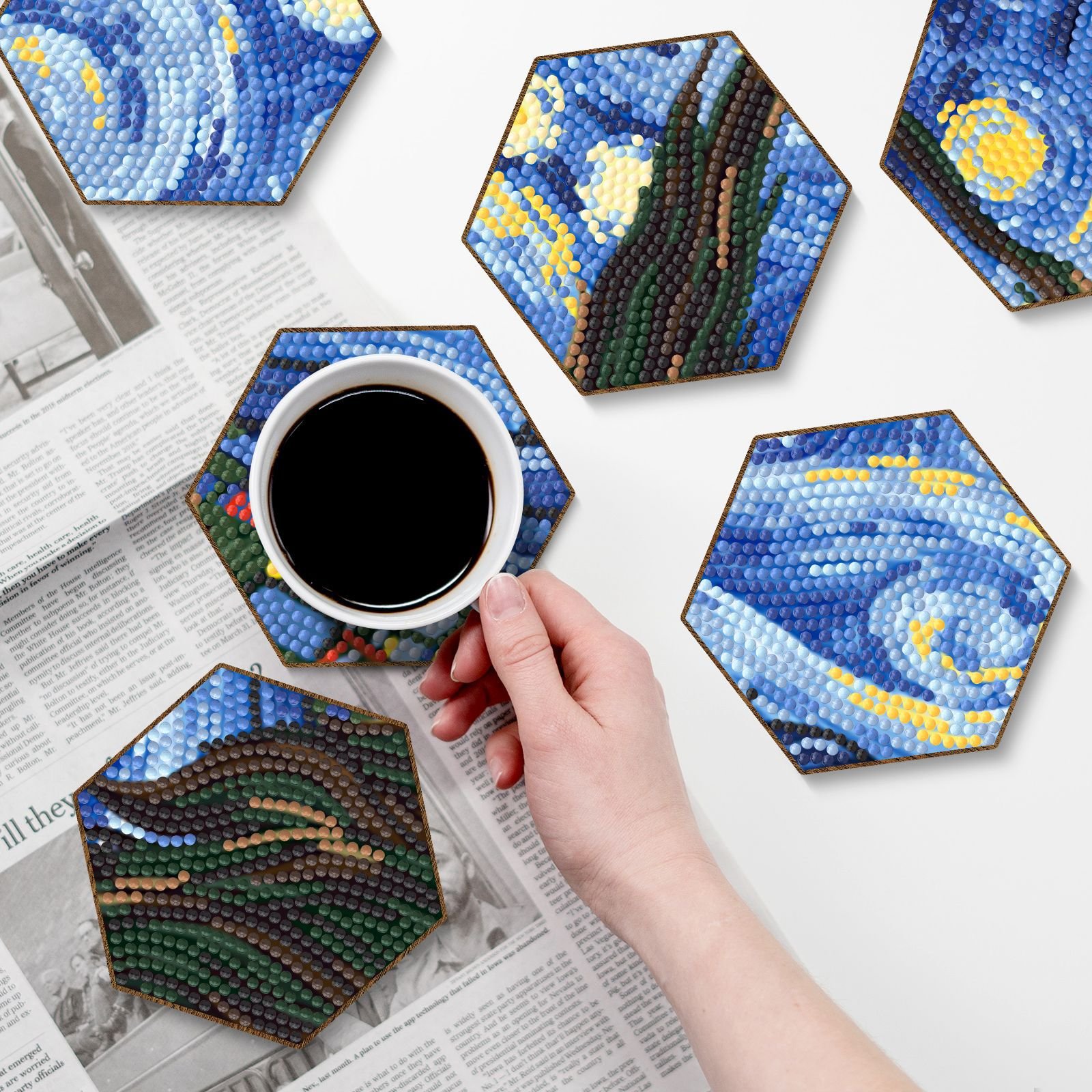 Custom Art Coasters DIY Diamond Kits landscape pattern coaster Diamond Painting tea cup pad coaster