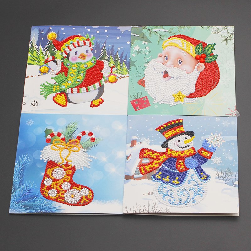 Factory Direct Sale 8 Pieces DIY Diamond Painting Christmas Card 5d Diamond Painting Greeting Card Christmas Gift