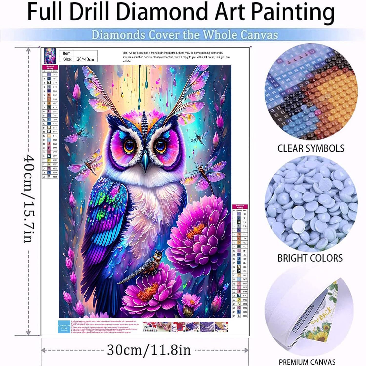 Adult Diamond Painting Set Owl 5D DIY Diamond Art Set Gift Wall Decoration and Relaxing Gemstone Art room decoration items