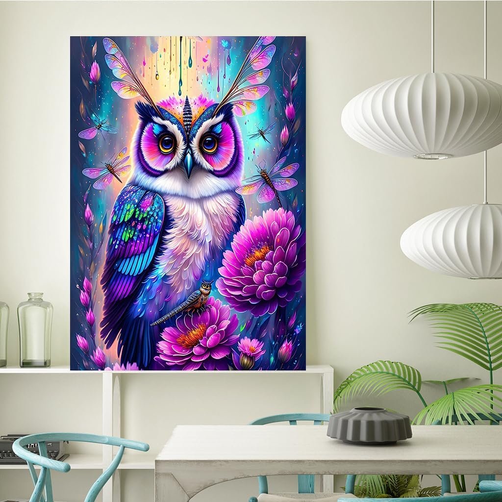 Adult Diamond Painting Set Owl 5D DIY Diamond Art Set Gift Wall Decoration and Relaxing Gemstone Art room decoration items