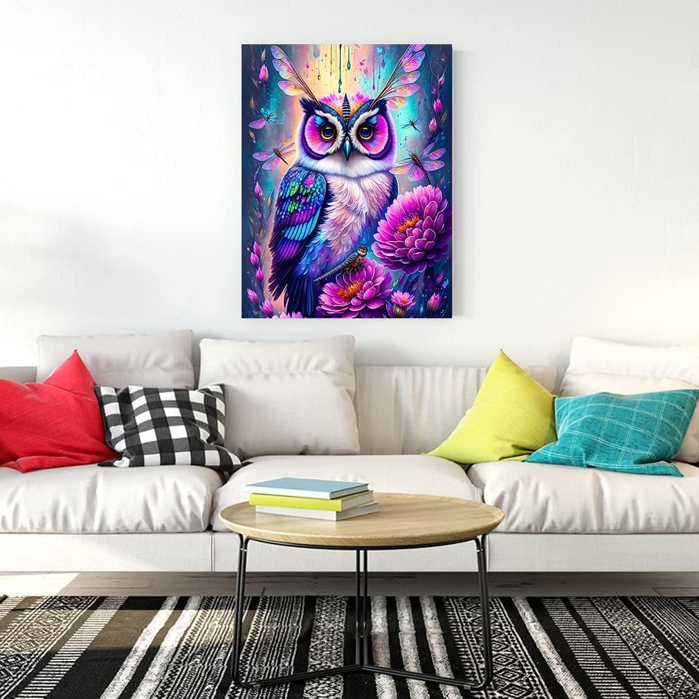 Adult Diamond Painting Set Owl 5D DIY Diamond Art Set Gift Wall Decoration and Relaxing Gemstone Art room decoration items