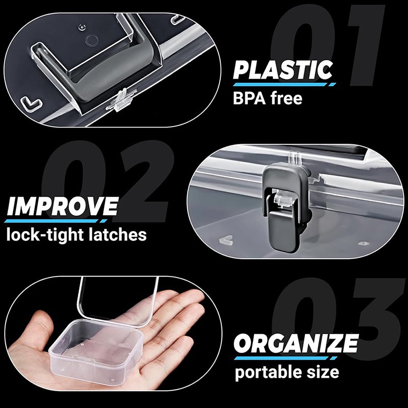Small Square Box Ring Earrings Jewelry Transparent Plastic Nail Art Diamond Painting Storage Box