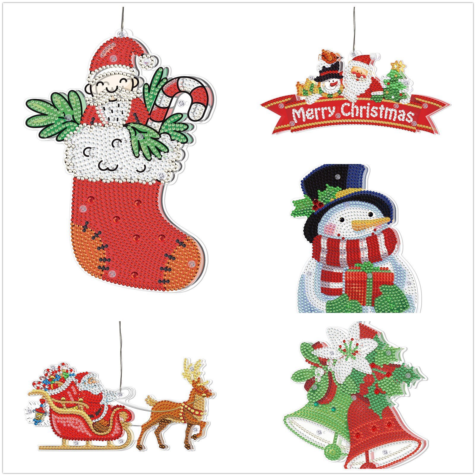 LS 5D DIY Diamond Painting LED Christmas Decorative goblin Sucker Lights PVC Festive Window Lights Lanterns