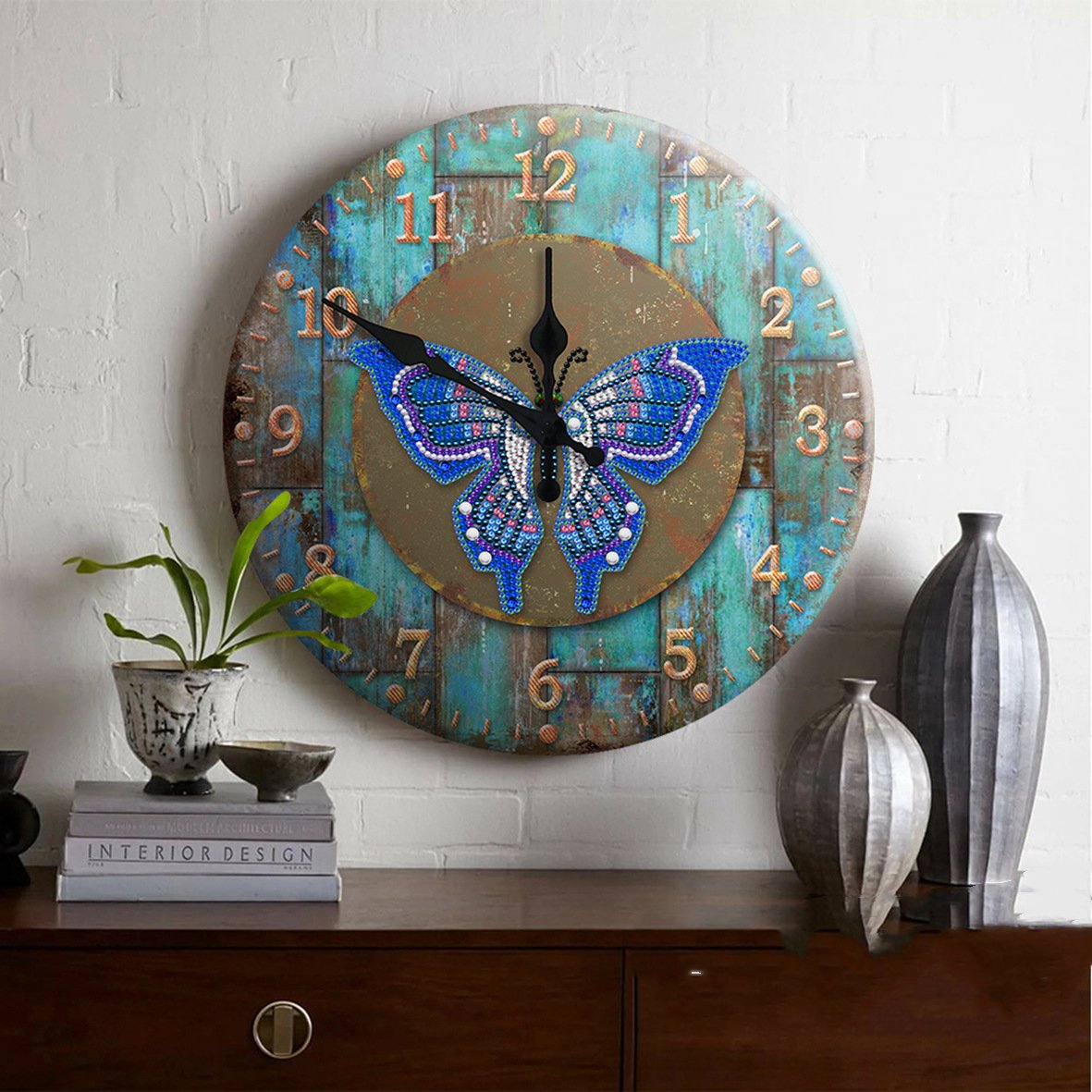 FYTCH 5D Diamond Painting Clock of Iron Sheet Kit for Adults Special Shaped Drill Mandala Flower Diamond Art Kit For Wall Decor