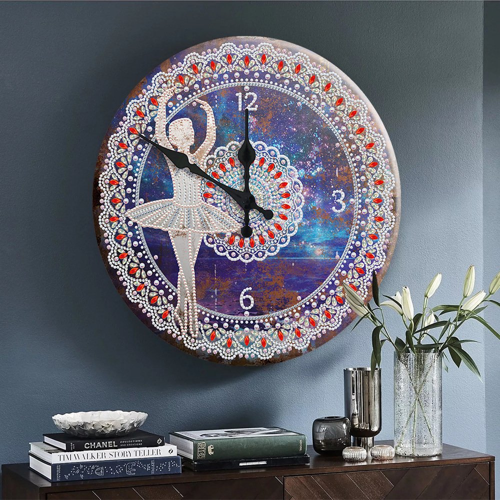 FYTCH 5D Diamond Painting Clock of Iron Sheet Kit for Adults Special Shaped Drill Mandala Flower Diamond Art Kit For Wall Decor