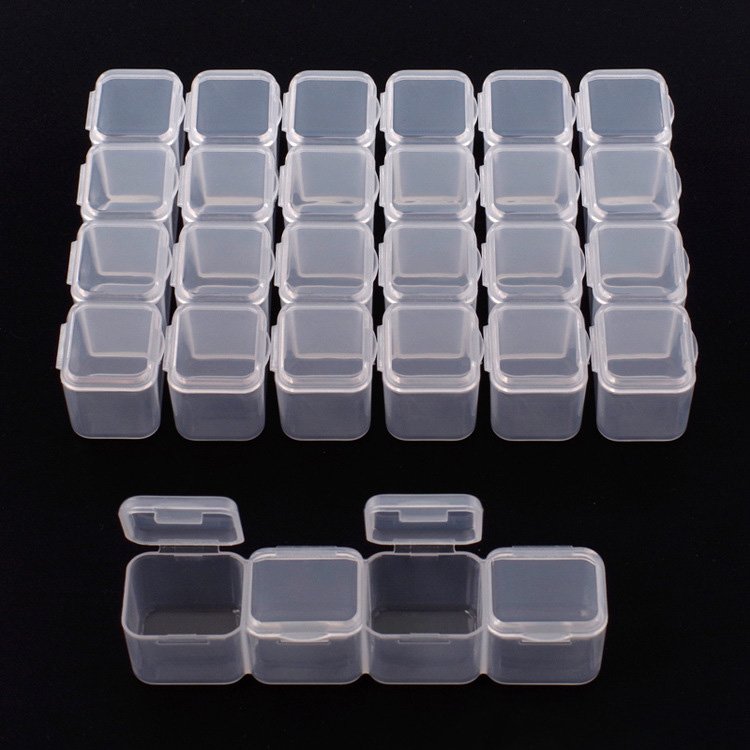 New 28 Slots Rainbow Nail Art Glitter Rhinestone Storage Case Nail Decoration Plastic Box Jewelry Container Organizer