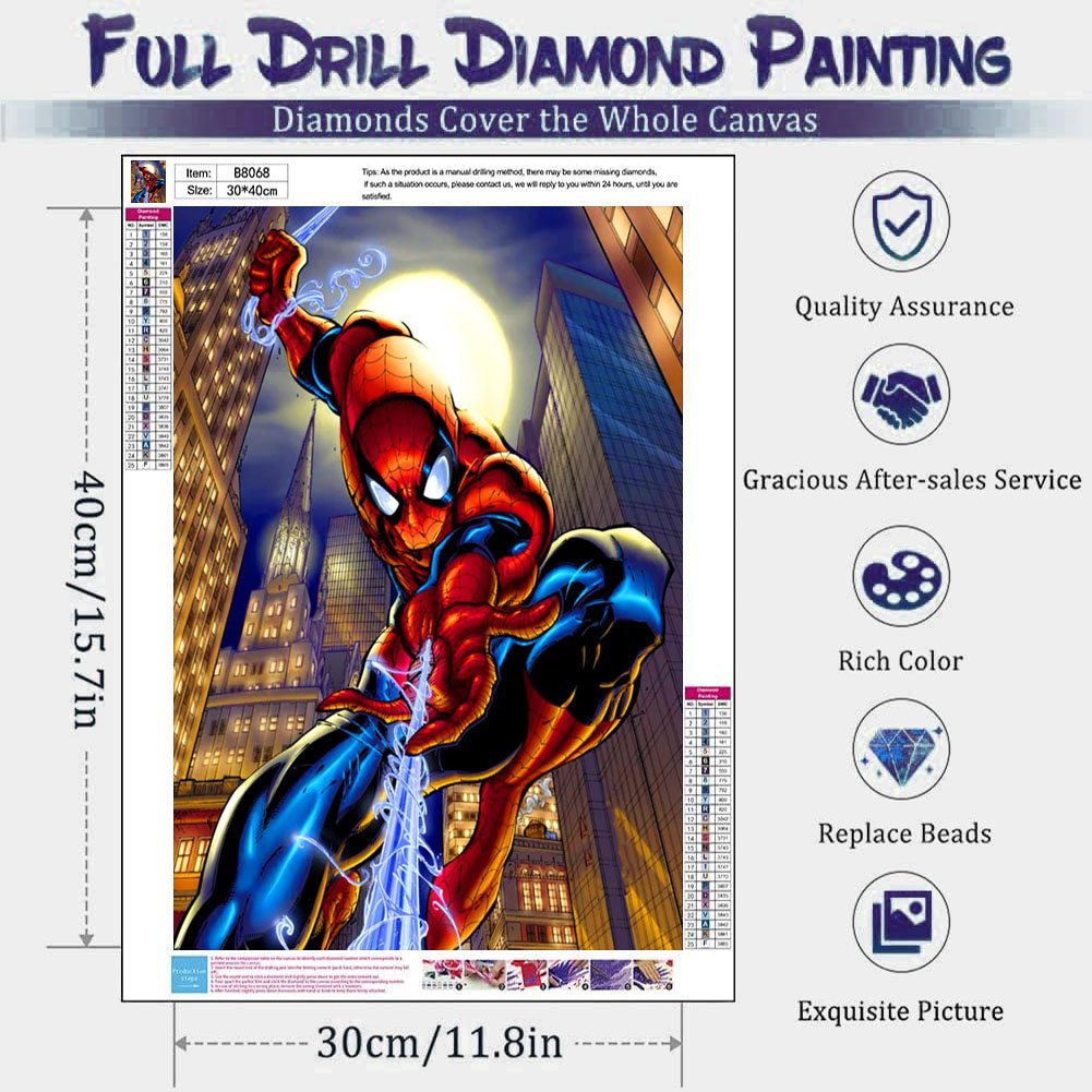 2024 Hot selling Cartoon Anime Diamond Painting Hero Figure Diamond Painting Spider Youth Diamond Painting 30*40cm