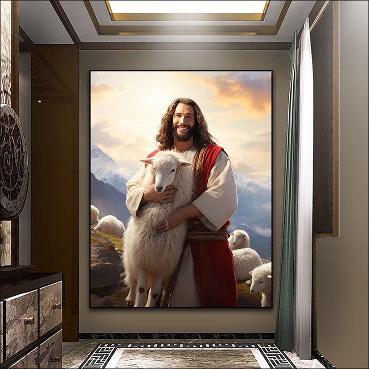 Jesus Figure Portrait Paintings on Canvas Arts murals Modern Religion Arts Crystal LED diamond paintings