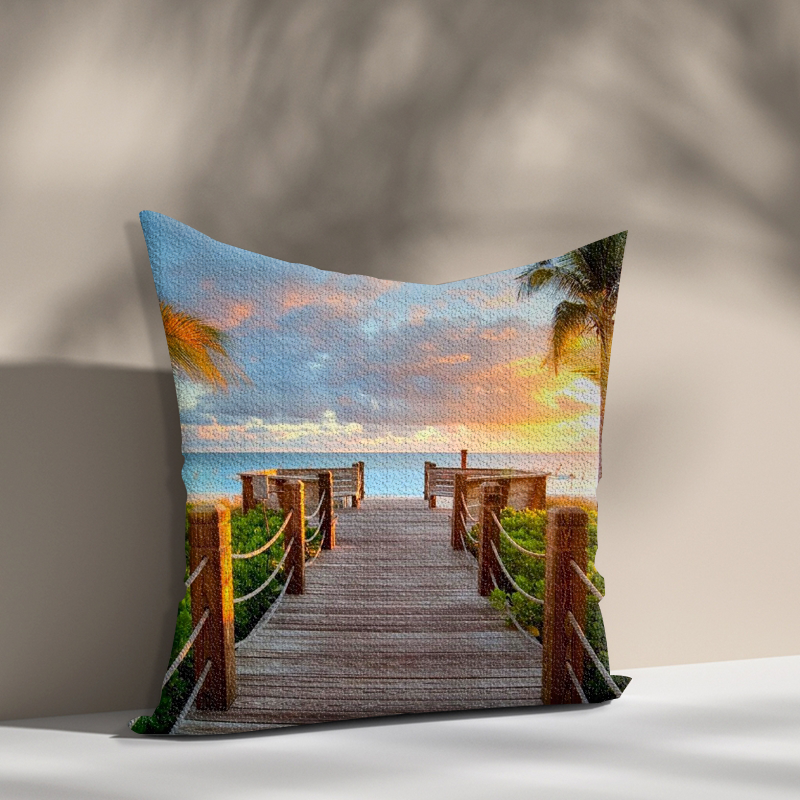 Tropical Ocean Sunrise Landscape Sea Tropical Beach Sunset diamond painting pillow case Rhinestone diamond painting