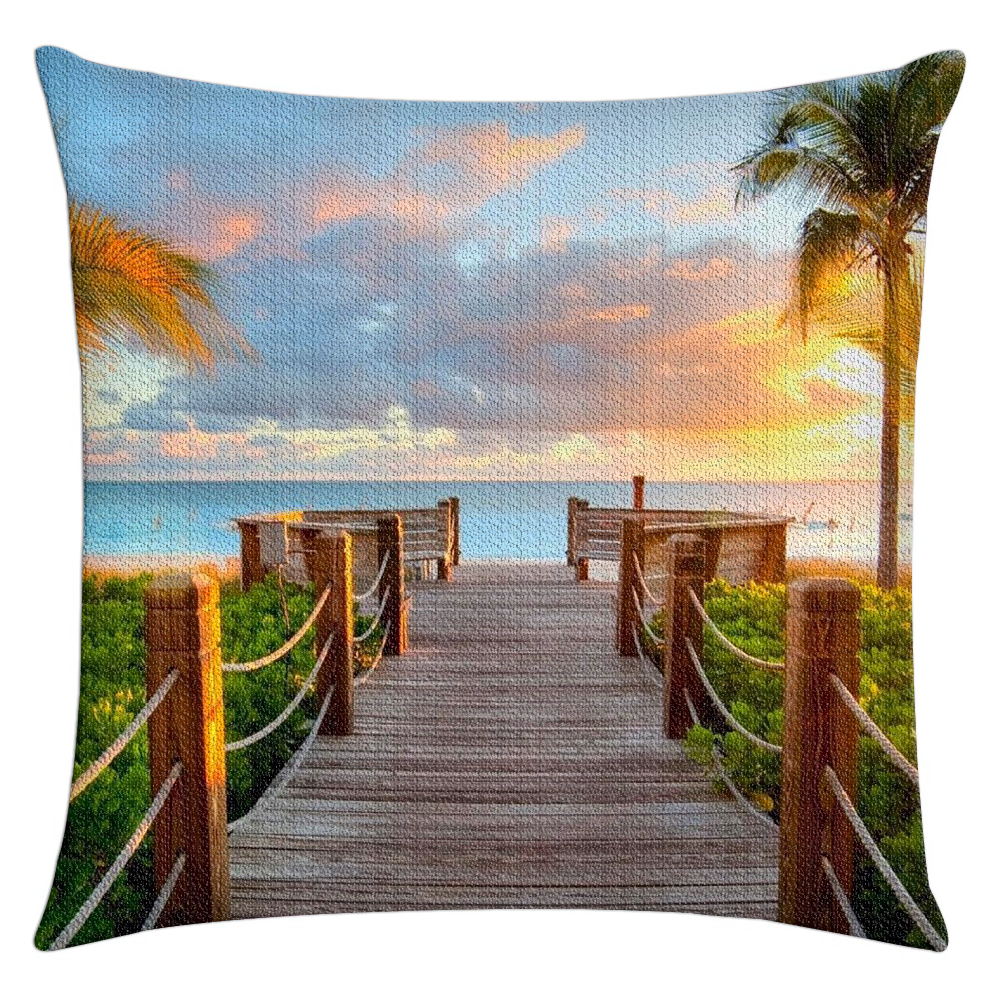 Tropical Ocean Sunrise Landscape Sea Tropical Beach Sunset diamond painting pillow case Rhinestone diamond painting