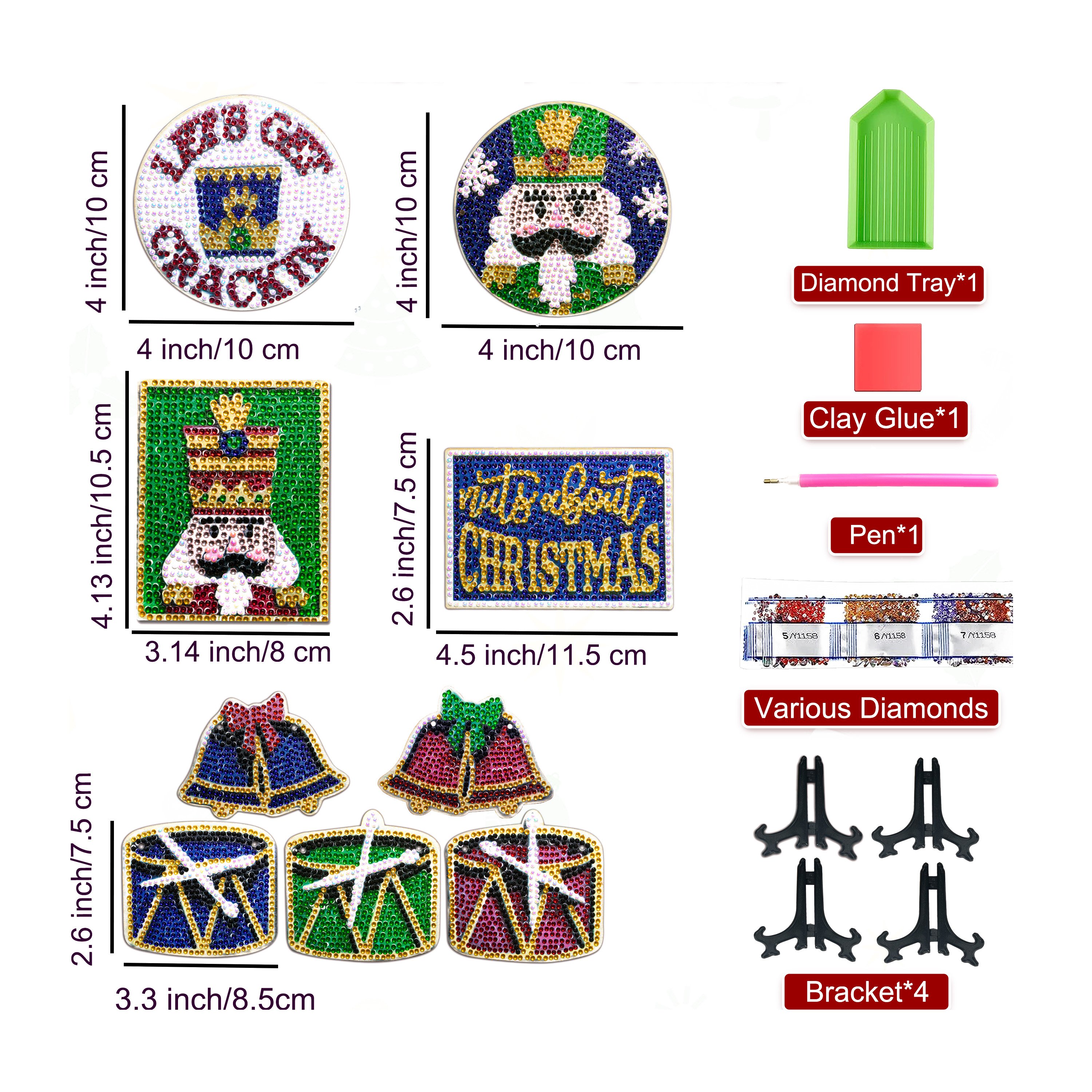 Christmas Decorations Acrylic Tray Ornaments Wholesale Hot Selling Diy Diamond Painting Kits Children's Toys