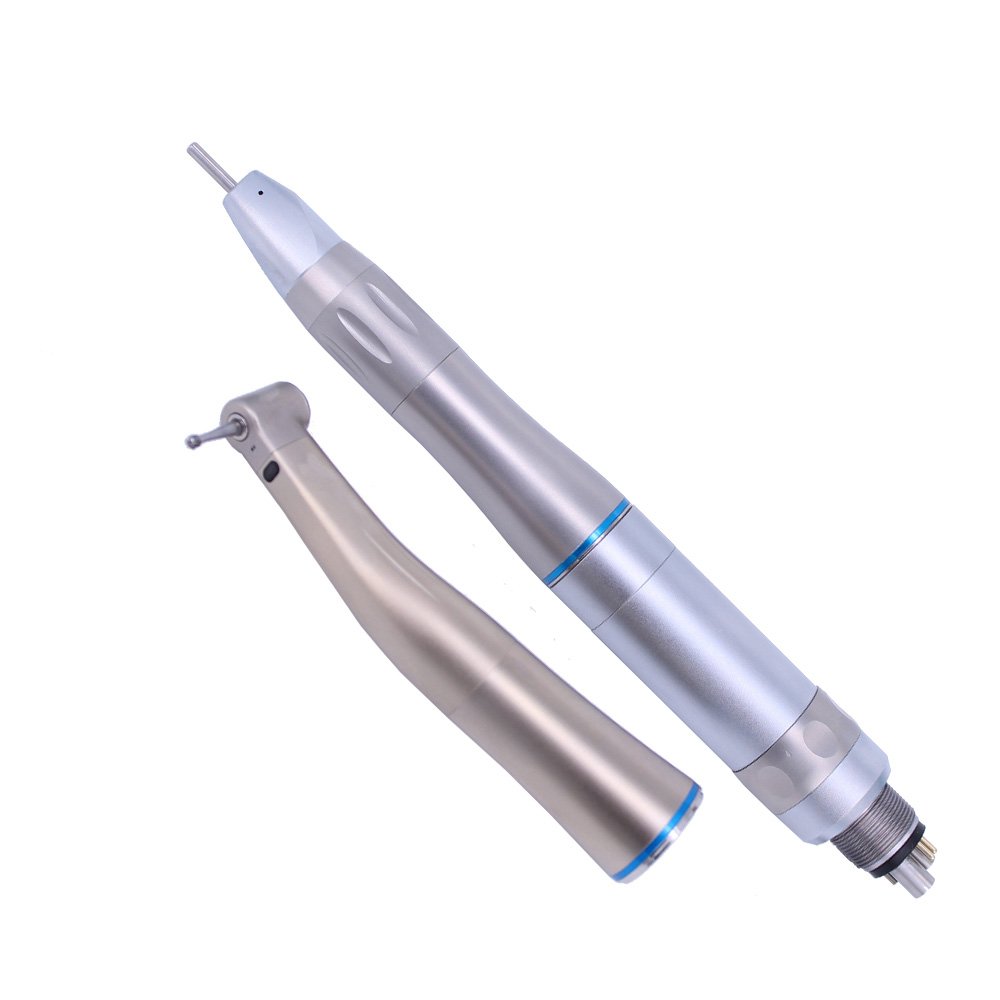 Dental product electric micro motor kit low speed 1:1 contra angle handpiece set with fiber optic led 6 holes air motor