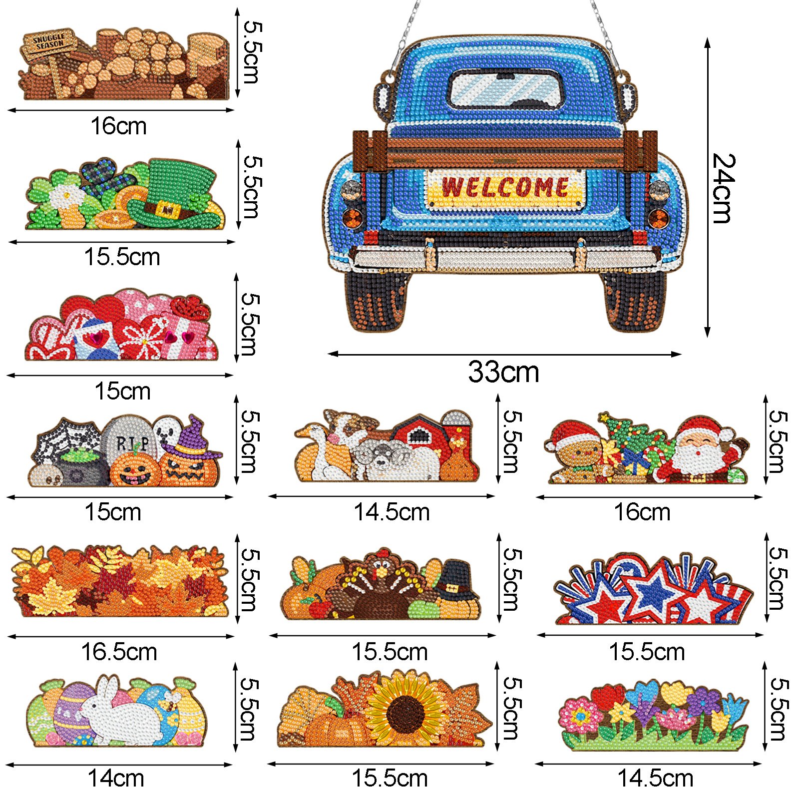 LS 5D DIY cartoon car diamond painting car replacement wooden board hanging DIY diamond painting craft