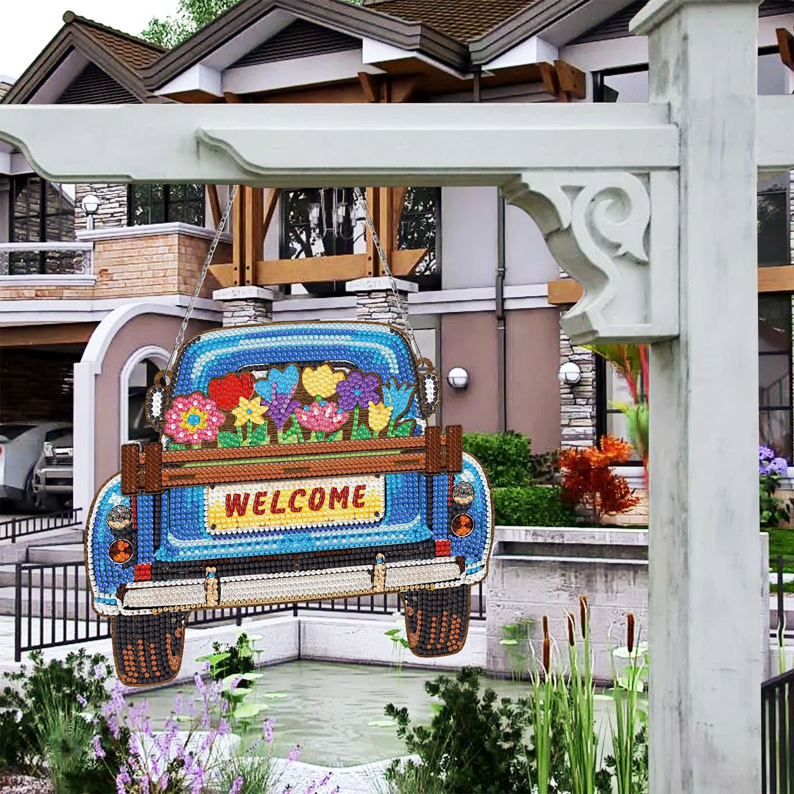 LS 5D DIY cartoon car diamond painting car replacement wooden board hanging DIY diamond painting craft