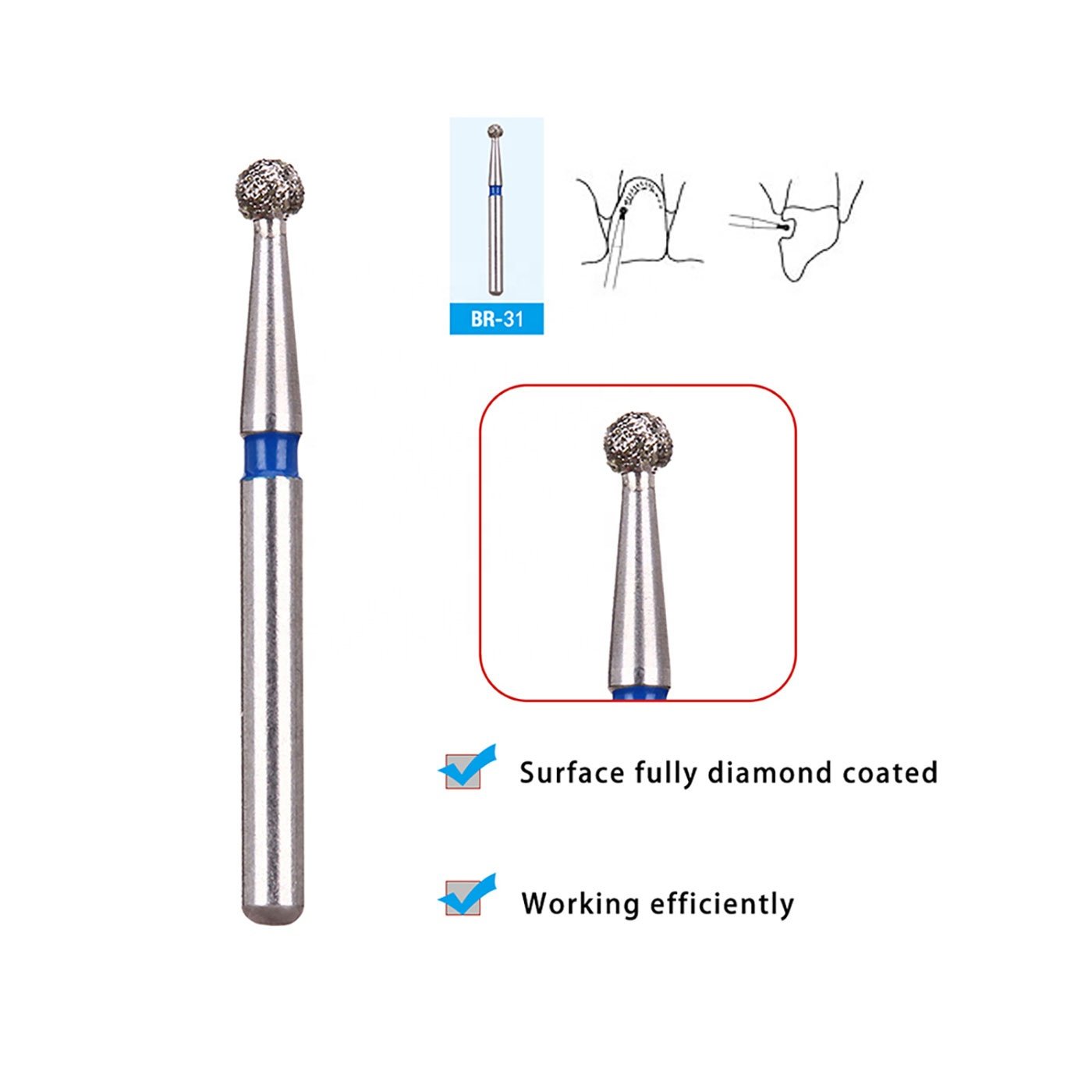 Dental Diamond Bur Two Layer diamond for High Speed Handpiece