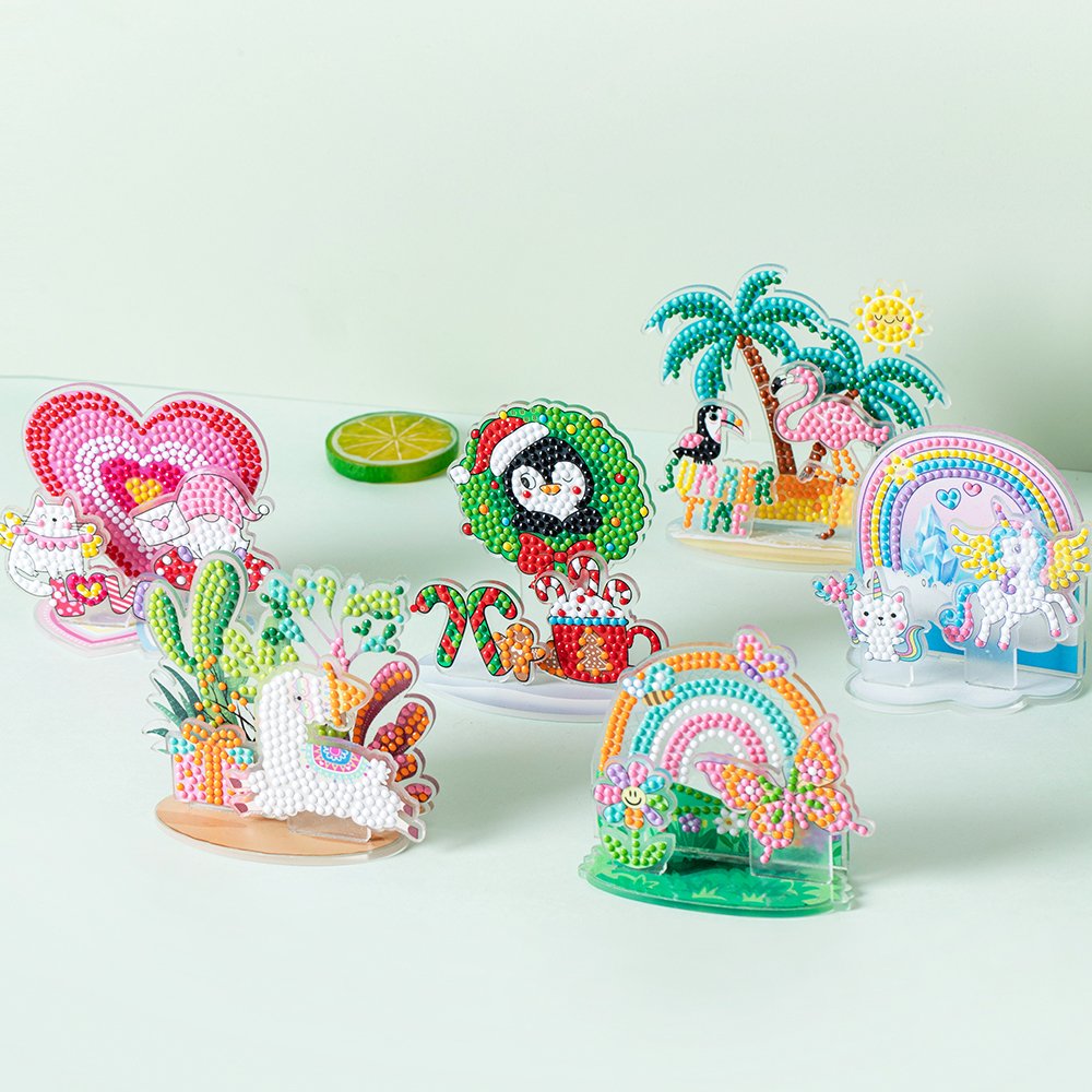 New Cartoon DIY Handmade 3D Acrylic Ornaments Printed Diamond Painting Children Animal Portrait Desktop Decoration Drill