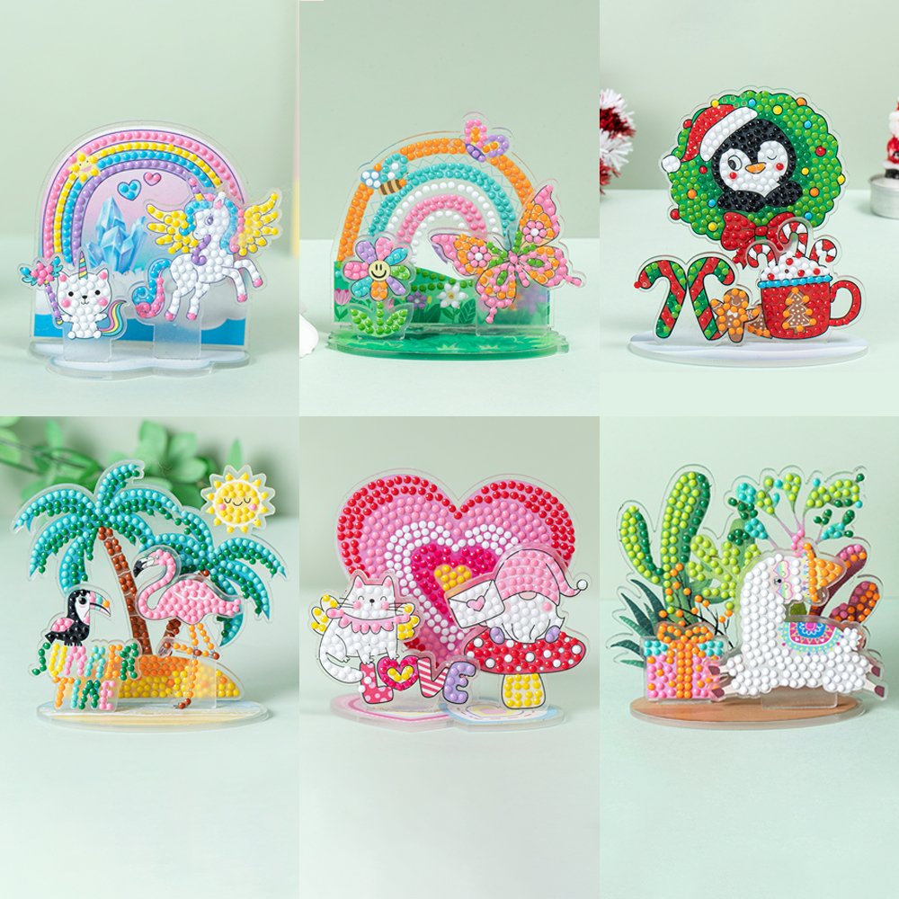 New Cartoon DIY Handmade 3D Acrylic Ornaments Printed Diamond Painting Children Animal Portrait Desktop Decoration Drill