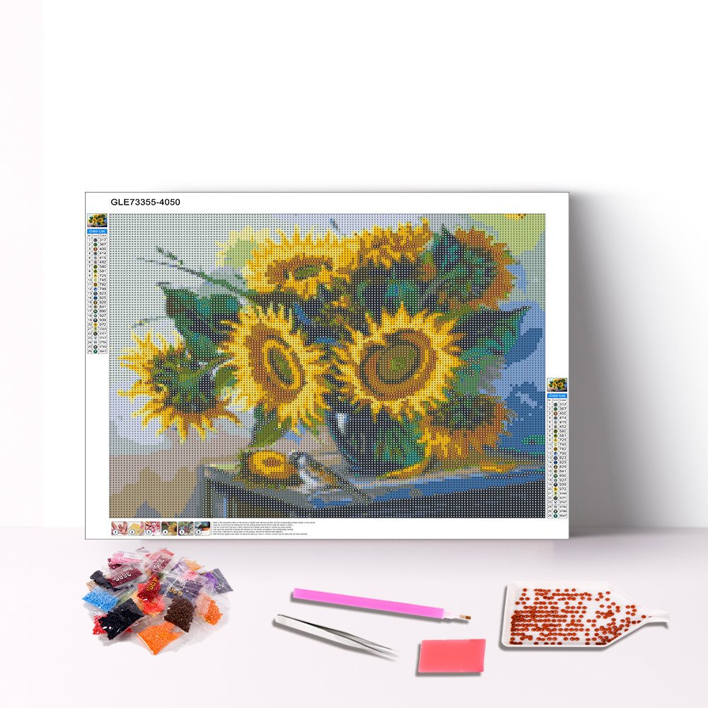 5D Diamond Painting Kits Crafts Sunflowers Art Scenery Picture Round Full Drill Diamond Painting For Adults Beginners