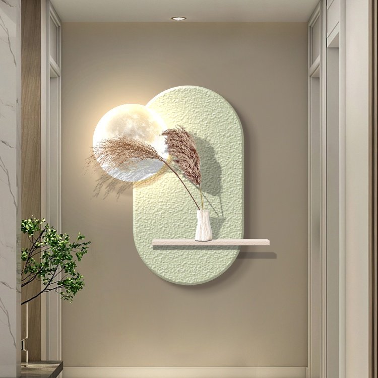 New Trend Nordic acrylic UV cutting sandstone surface decorative painting with led lights and vase decoration interior house