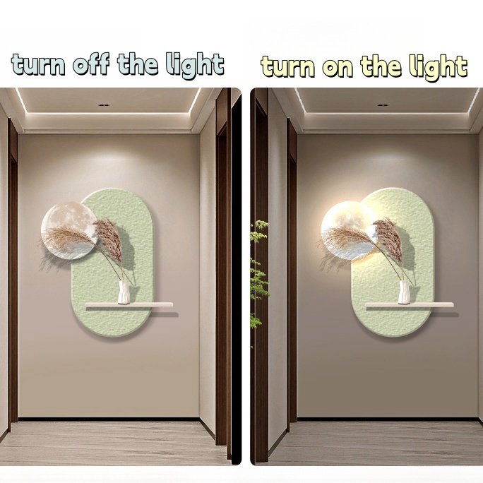 New Trend Nordic acrylic UV cutting sandstone surface decorative painting with led lights and vase decoration interior house