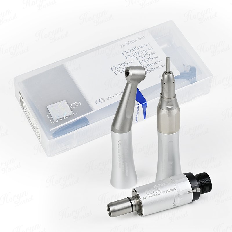 Horyn Dental FX Low Speed Handpiece 2/4Holes Air Motor Kits 1:1 Contra Angle Straight Handpiece for 2.35mm Burs