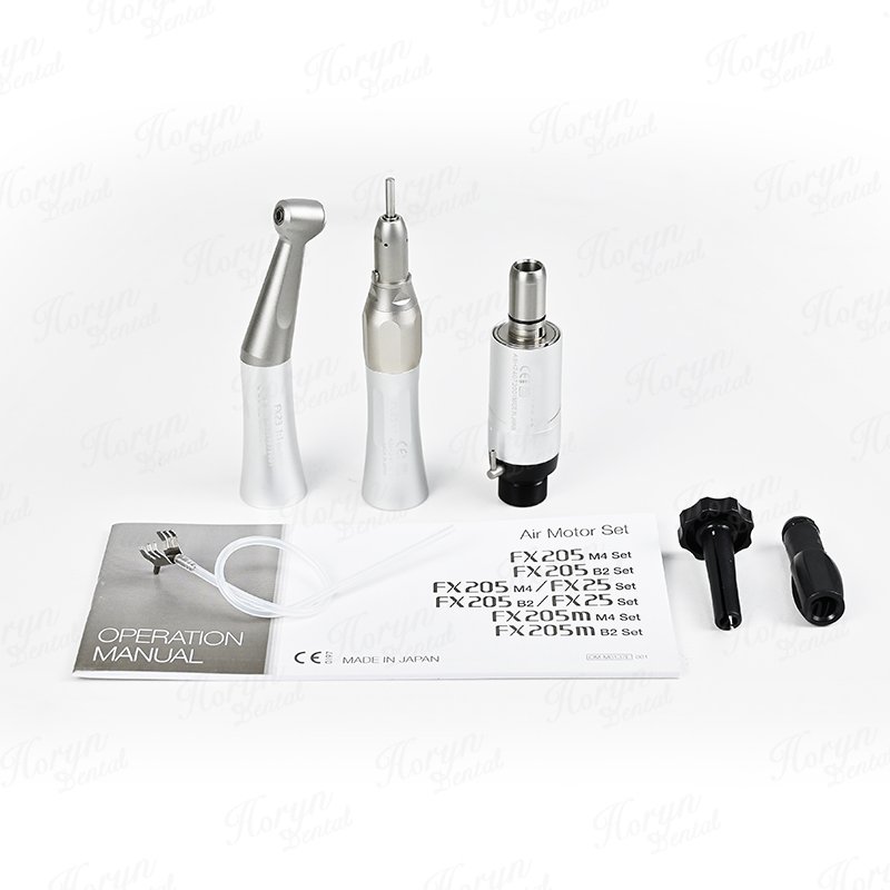 Horyn Dental FX Low Speed Handpiece 2/4Holes Air Motor Kits 1:1 Contra Angle Straight Handpiece for 2.35mm Burs